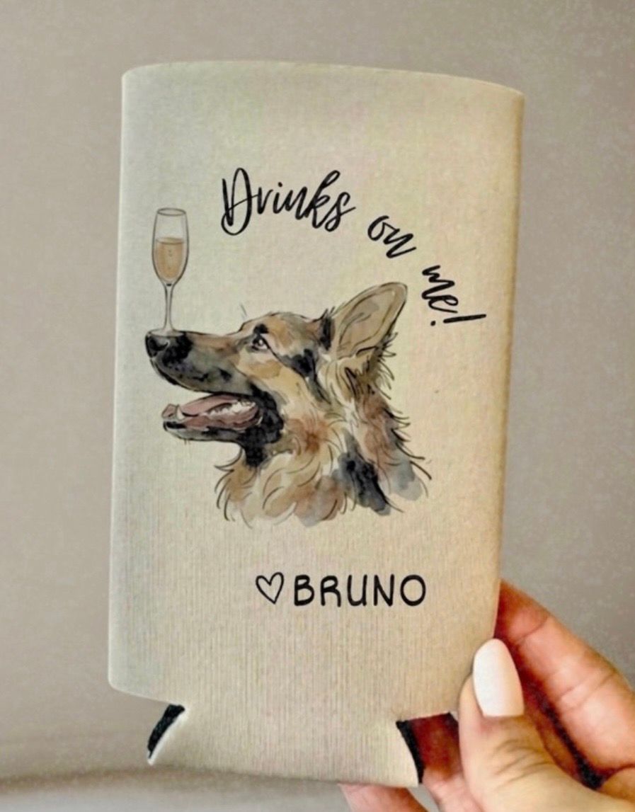 Drinks Are on Me! Pets Wedding Koozies