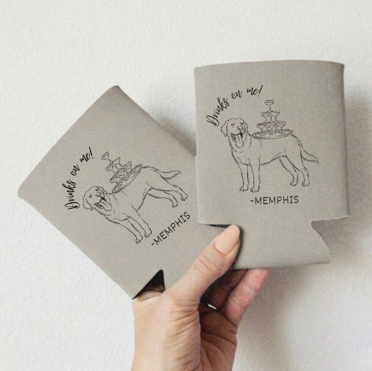 Drinks Are on Me! Pets Wedding Koozies