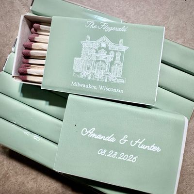 Wedding venue Sketch MATCHBOOK or MATCHBOX Favors | 2 sided