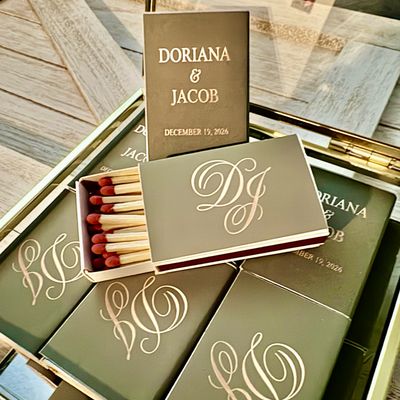 Monogrammed MATCHBOOK or MATCHBOX Wedding Favors | 2 Sided Print