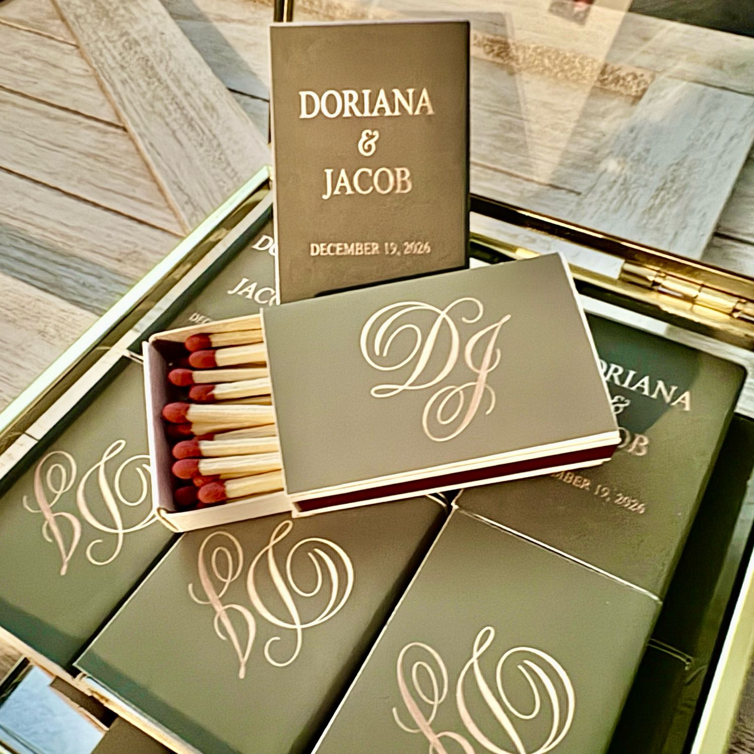 Monogrammed MATCHBOOK or MATCHBOX Wedding Favors | 2 Sided Print
