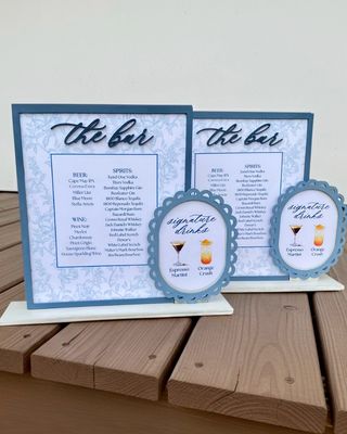 Layered Wedding Bar Menu + Mini Signature Drinks
