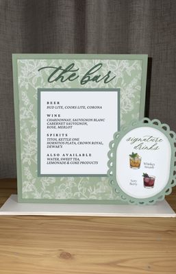 Layered Wedding Bar Menu + Mini Signature Drinks