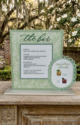 Layered Wedding Bar Menu + Mini Signature Drinks