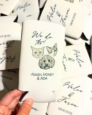Pets Illustration Wedding Koozies / 1 or 2 Sides