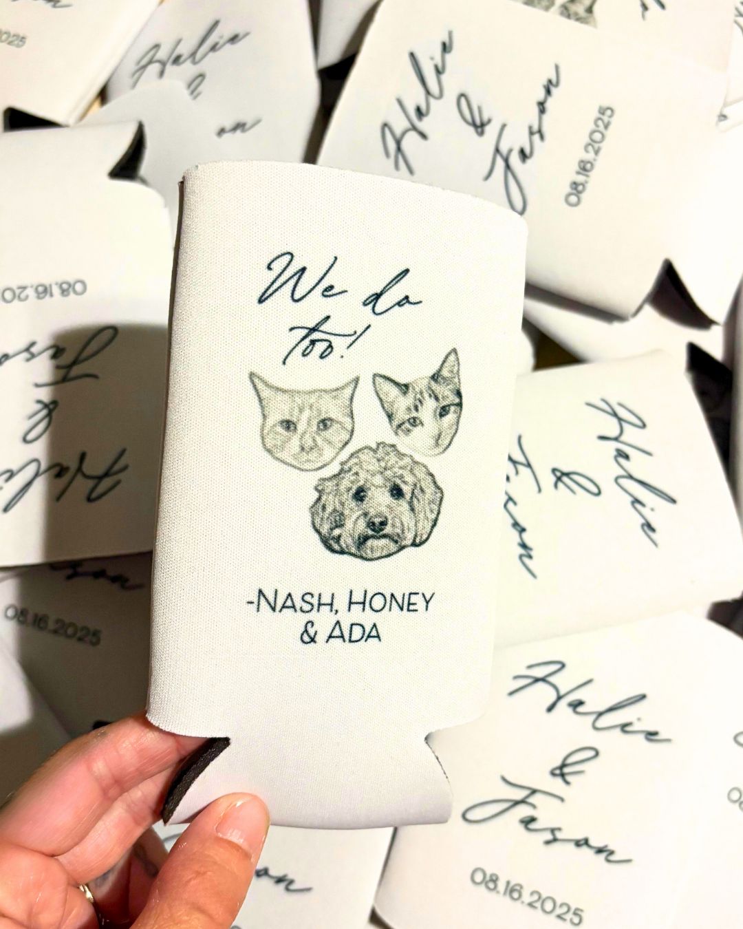 Pets Illustration Wedding Koozies / 1 or 2 Sides