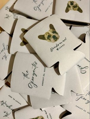 Pets Illustration Wedding Koozies / 1 or 2 Sides