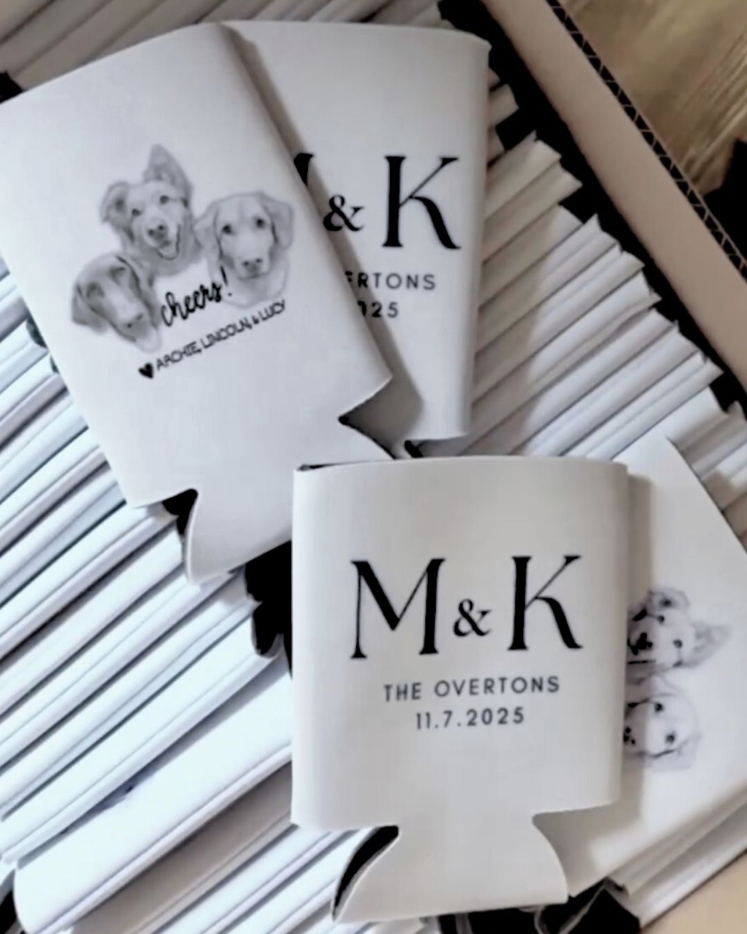 Pets Illustration Wedding Koozies / 1 or 2 Sides