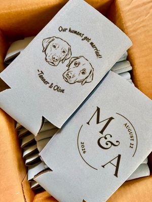 Pets Illustration Wedding Koozies / 1 or 2 Sides