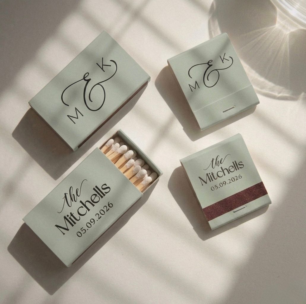 Monogrammed MATCHBOOK or MATCHBOX Wedding Favors