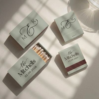 Monogrammed MATCHBOOK or MATCHBOX Wedding Favors