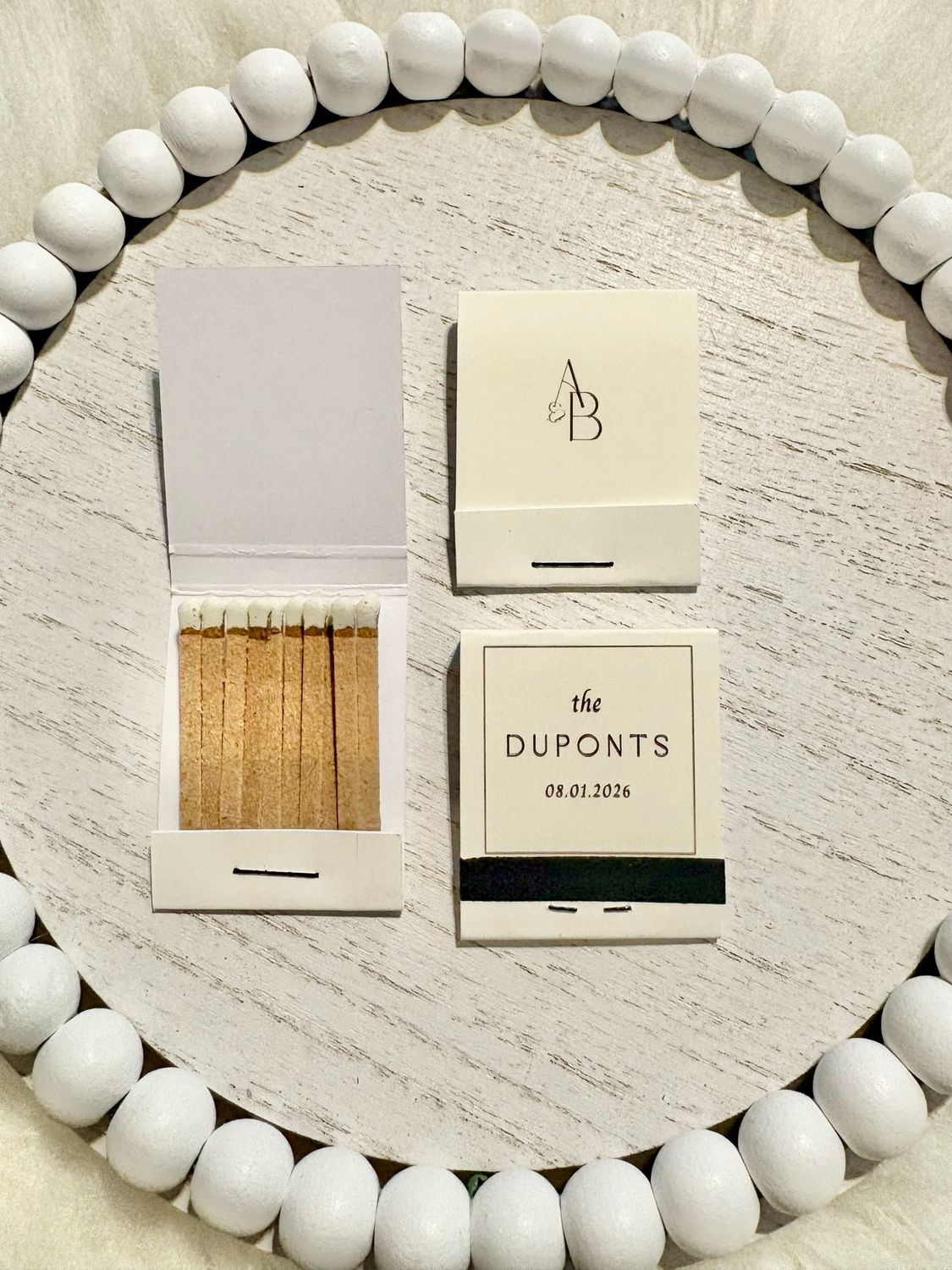 Modern Monogram MATCHBOOK or MATCHBOX Wedding Favors