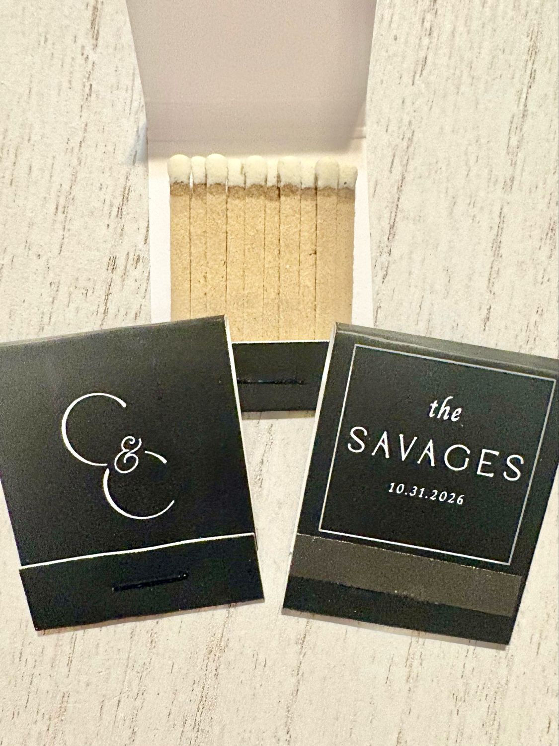 Modern Monogram MATCHBOOK or MATCHBOX Wedding Favors