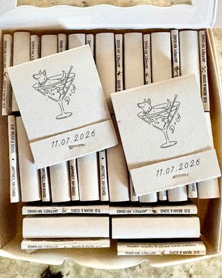 Custom Martini Doggy Doodle Match Pet Illustration Favors Matchbooks &amp; Matchboxes