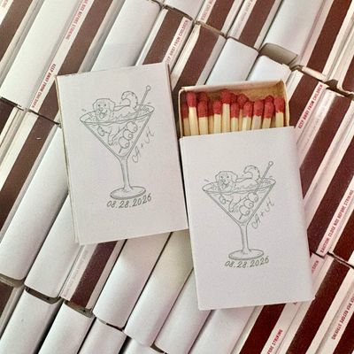 Custom Martini Doggy Doodle Match Pet Illustration Favors Matchbooks &amp; Matchboxes