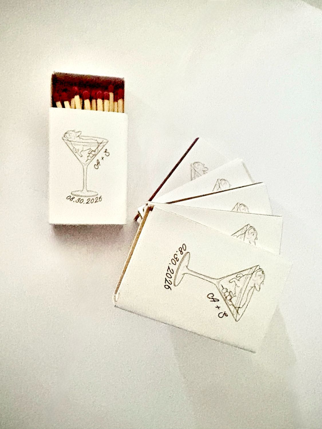 Custom Martini Doggy Doodle Match Pet Illustration Favors Matchbooks &amp; Matchboxes