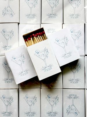 Custom Martini Doggy Doodle Match Pet Illustration Favors Matchbooks &amp; Matchboxes