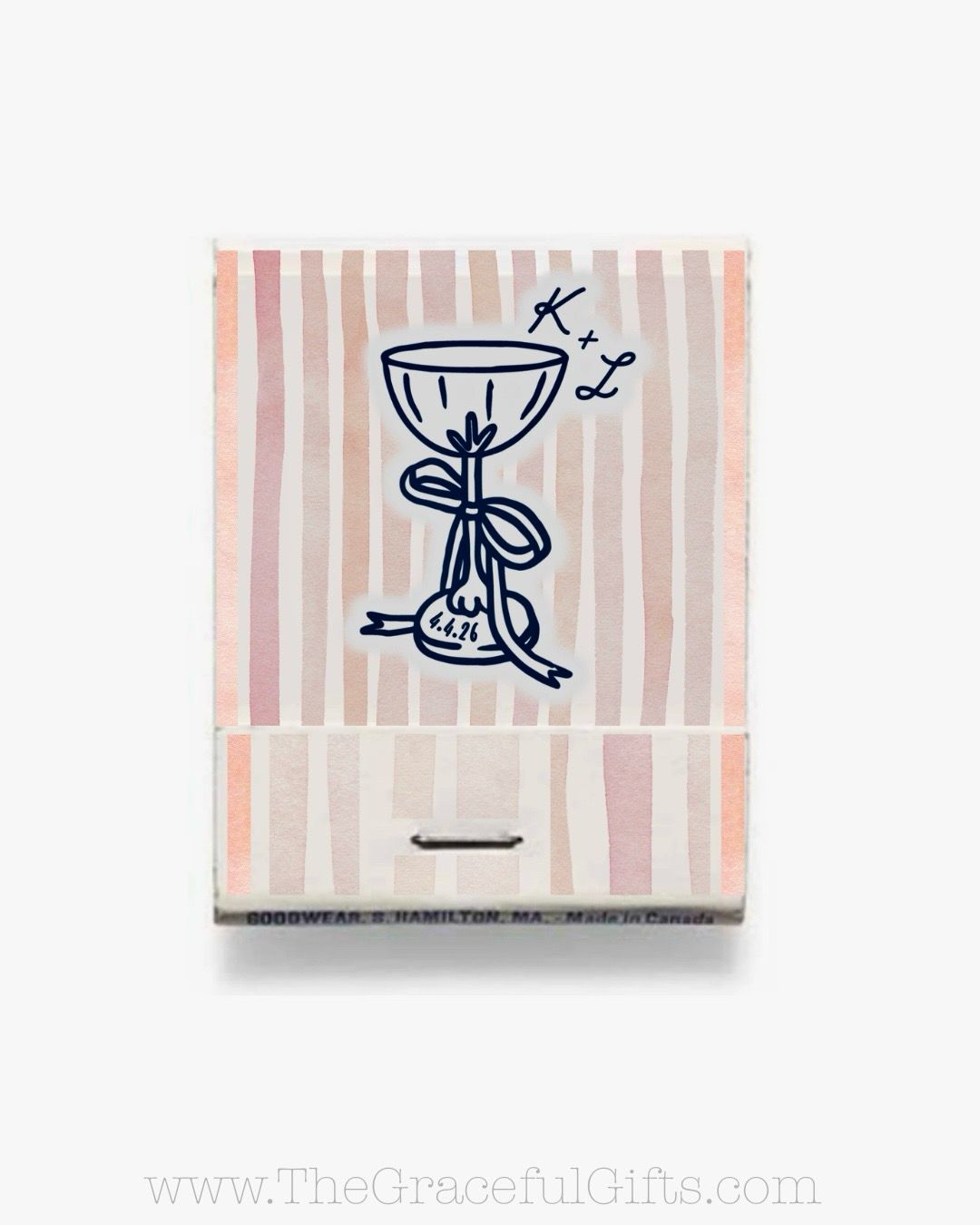 Deco Champagne Glass Tower MATCHBOOK or MATCHBOX Wedding Favors