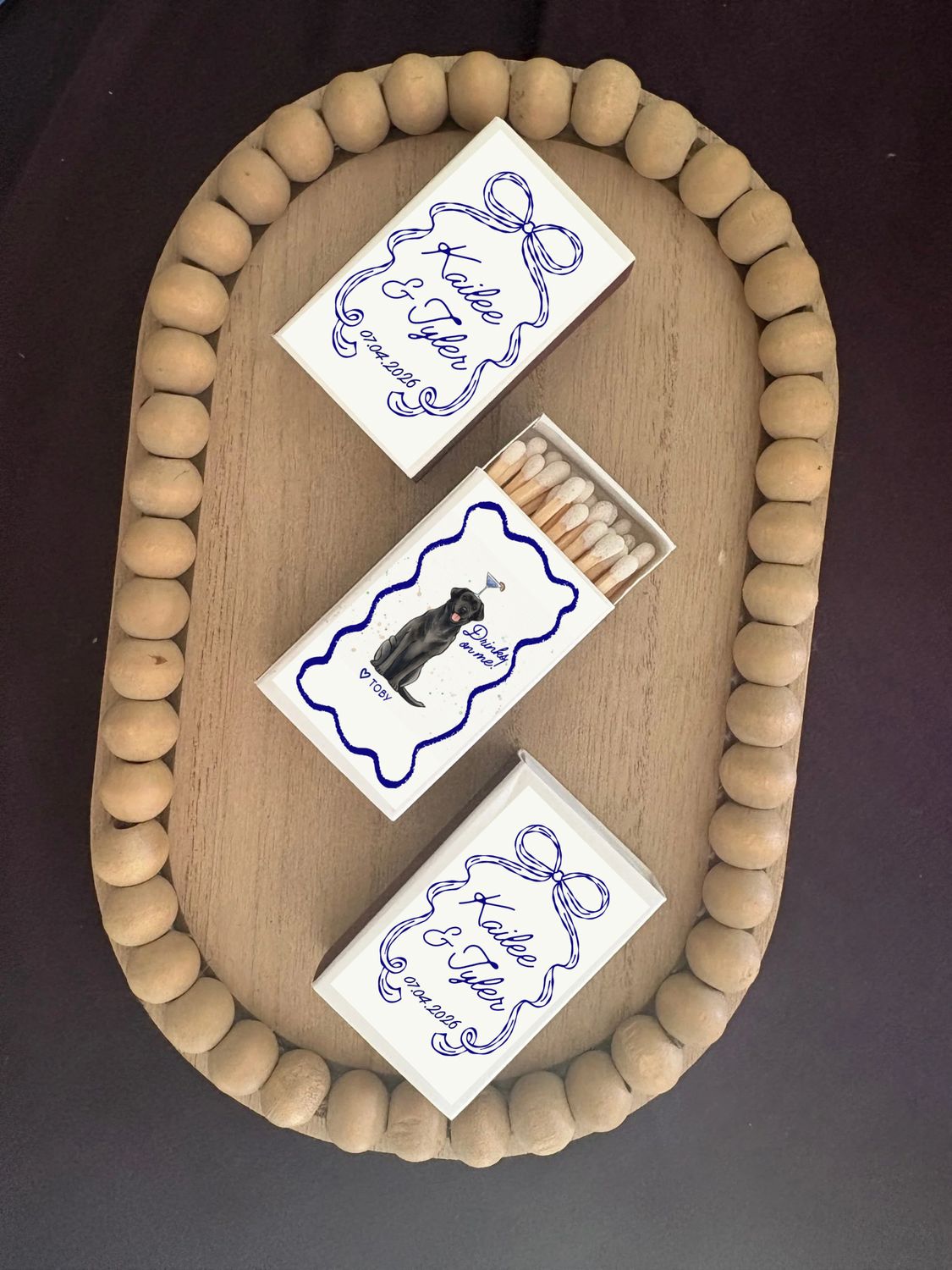 Pet Dog / Cat Serving Champagne Illustration MATCHBOOK or MATCHBOX