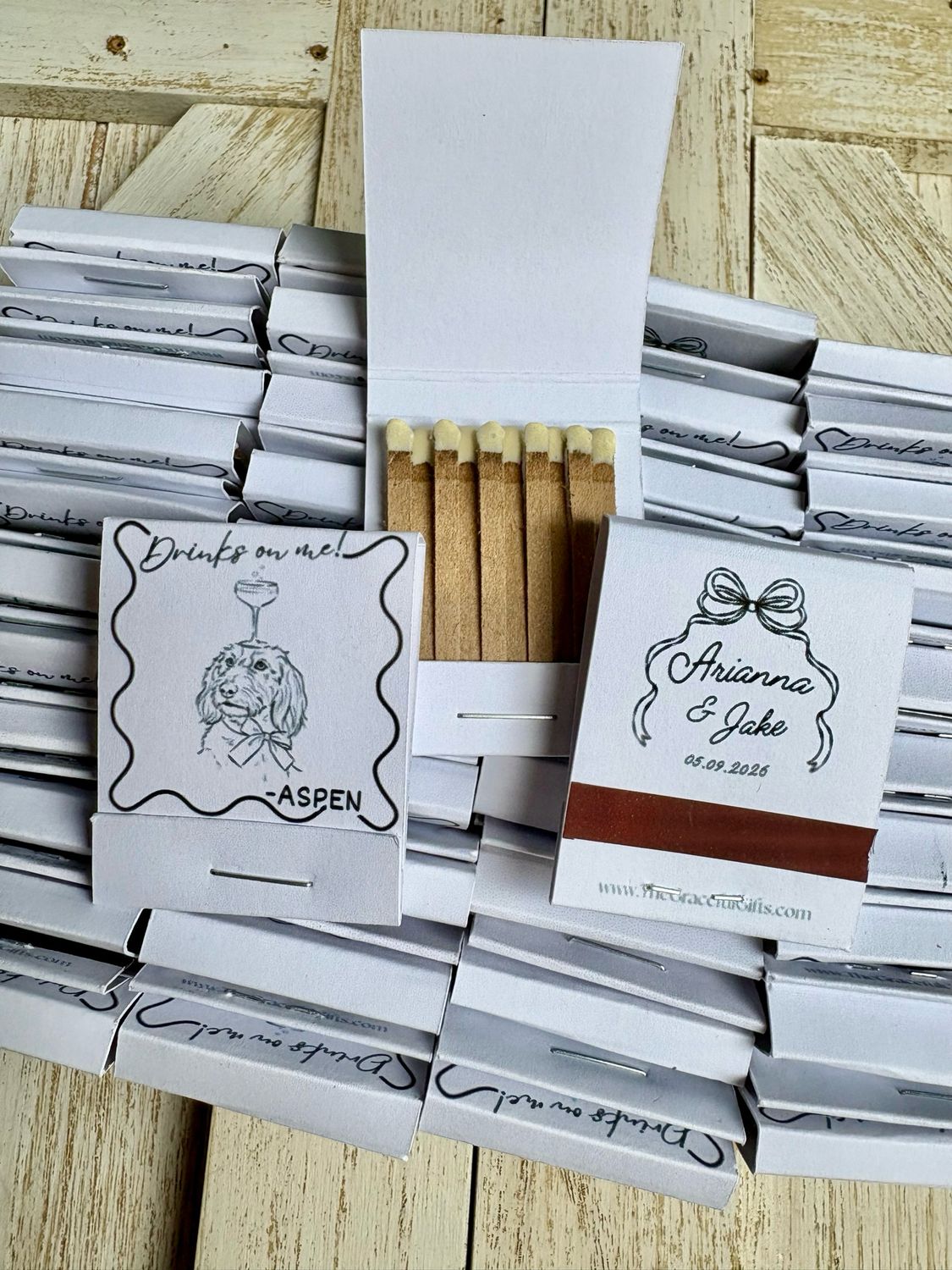Pet Dog / Cat Serving Champagne Illustration MATCHBOOK or MATCHBOX