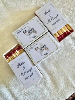 Pet Dog / Cat Serving Champagne Illustration MATCHBOOK or MATCHBOX
