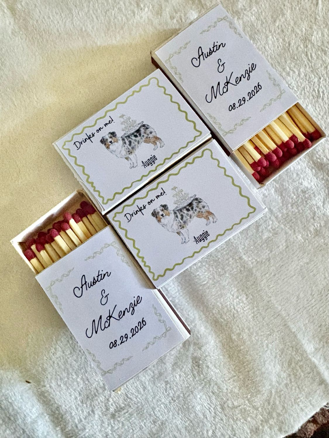Pet Dog / Cat Serving Champagne Illustration MATCHBOOK or MATCHBOX