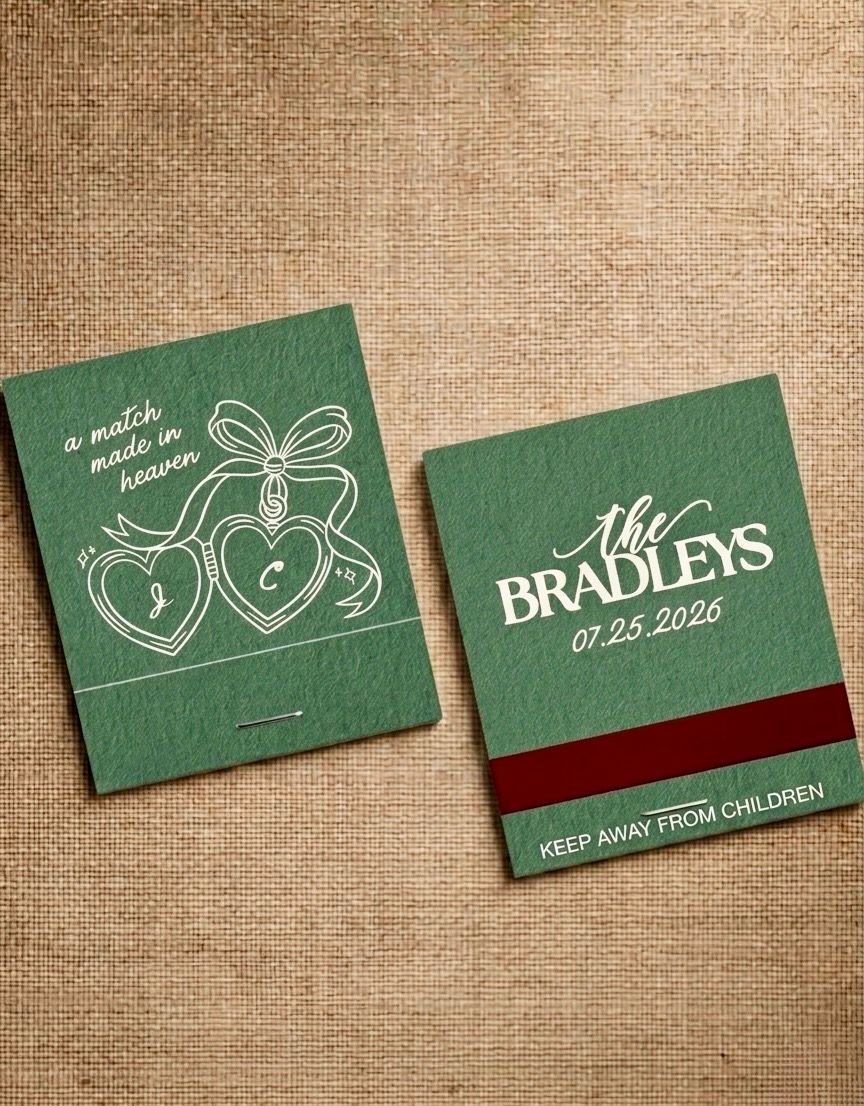 Heart Locket MATCHBOOK Wedding Favors