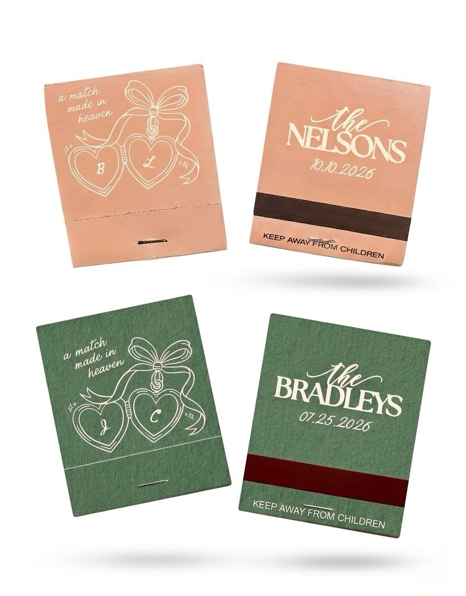 Heart Locket MATCHBOOK Wedding Favors