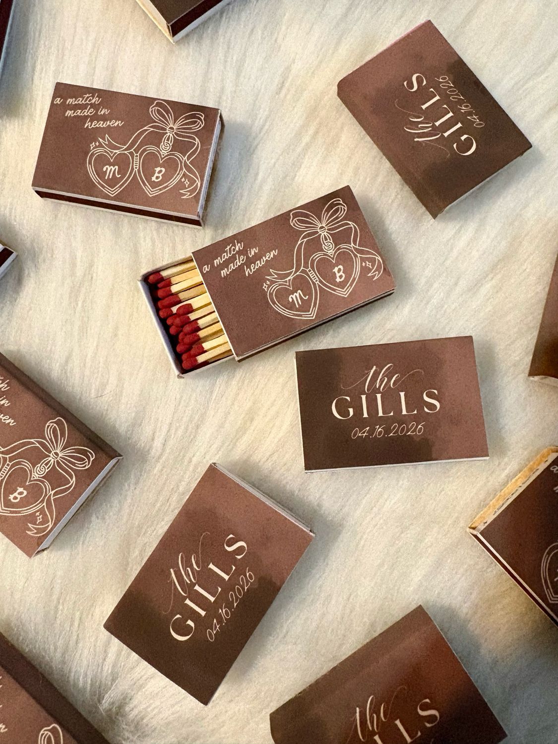 Heart Locket MATCHBOOK Wedding Favors