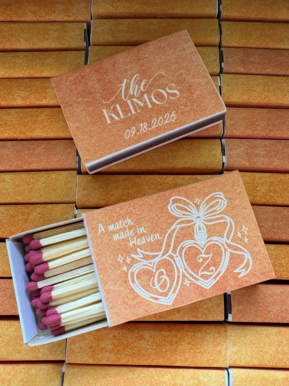 Heart Locket MATCHBOOK or Matchbox Wedding Favors