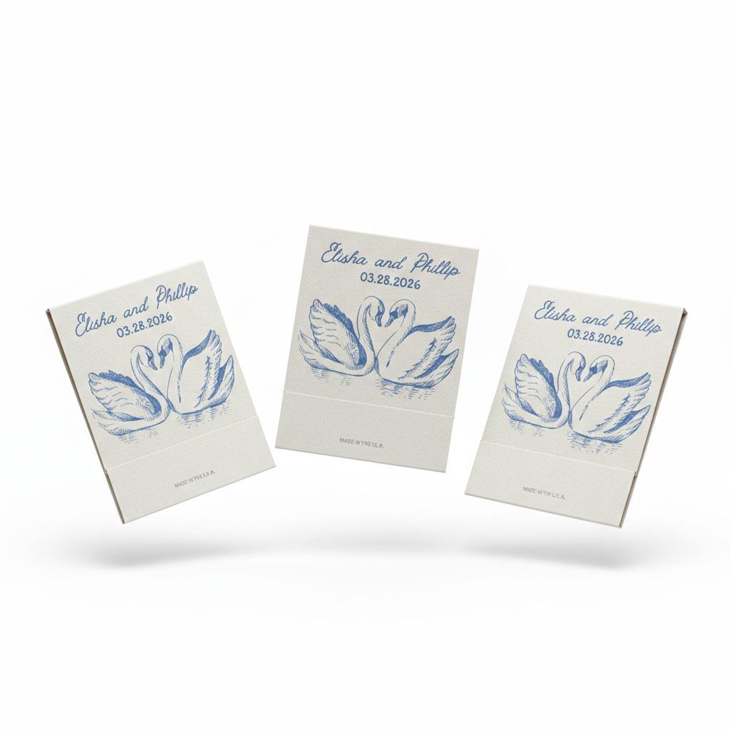 Love Swans MATCHBOOK or MATCHBOX Wedding Favors