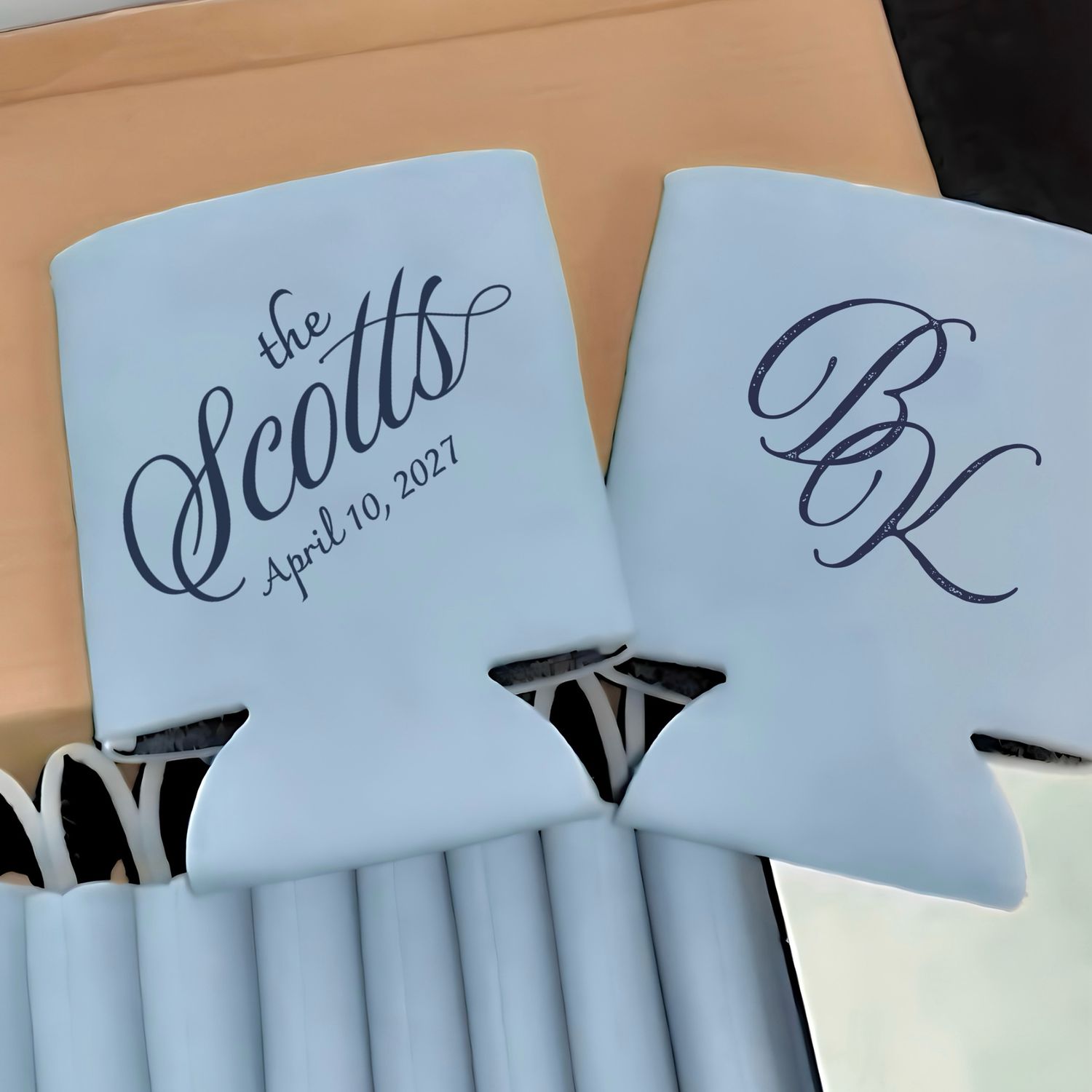 Calligraphy Wedding Koozies