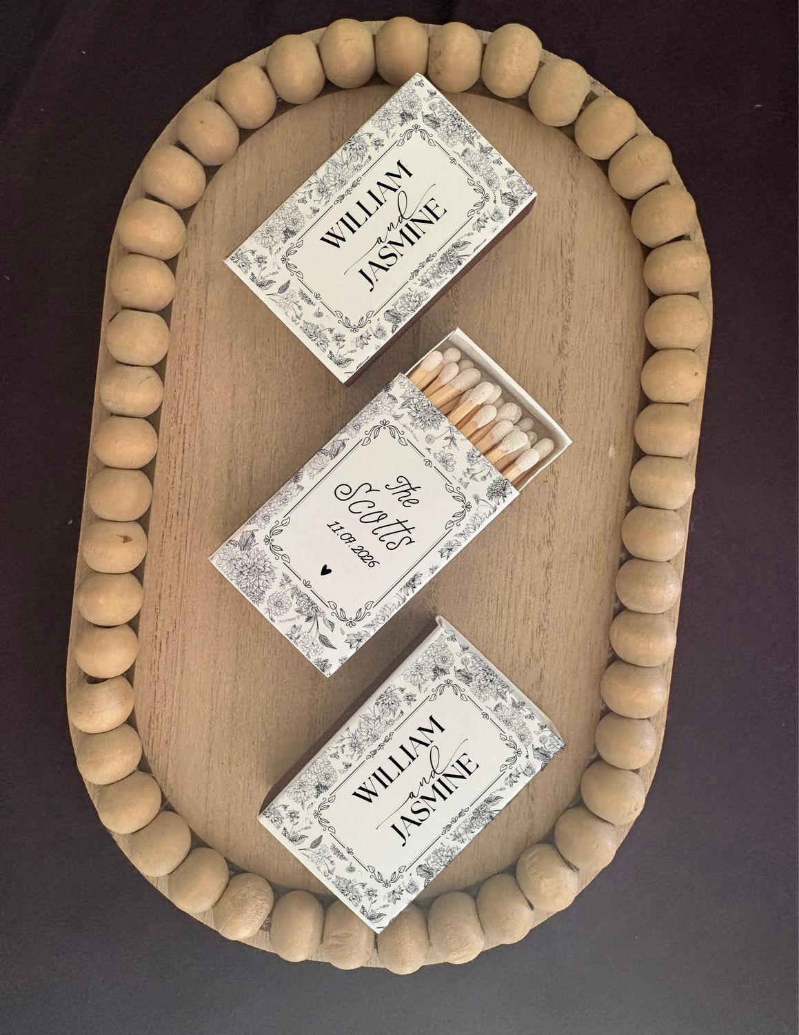 Floral Wrap MATCHBOOK or MATCHBOX Wedding Favors