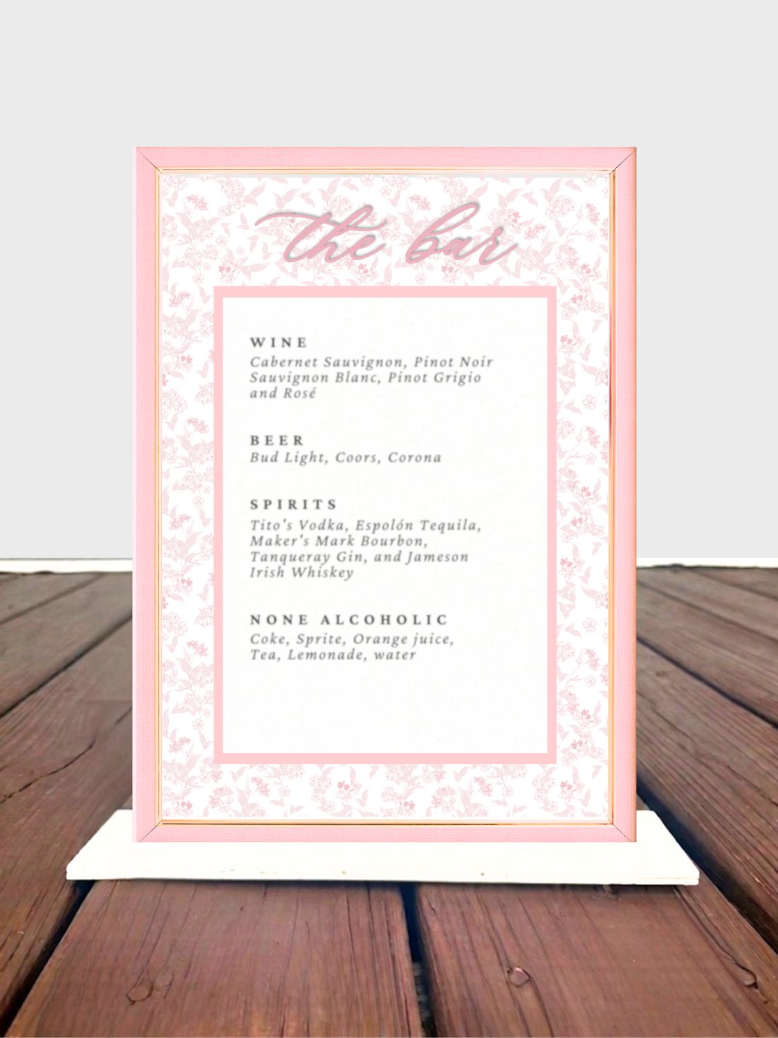 The Bar Menu | Framed Floral Print