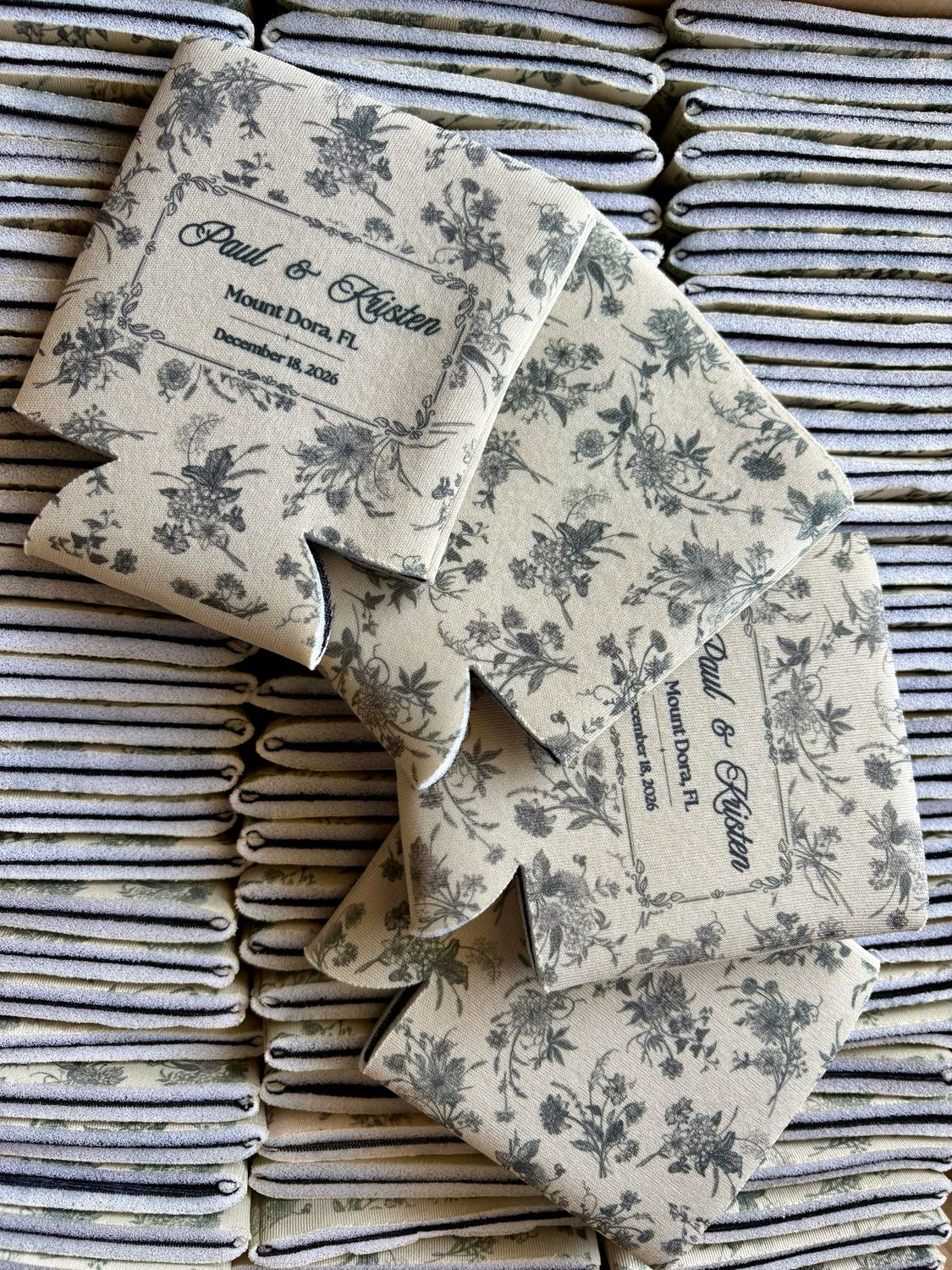 Floral Wrapped Wedding Koozie Favors
