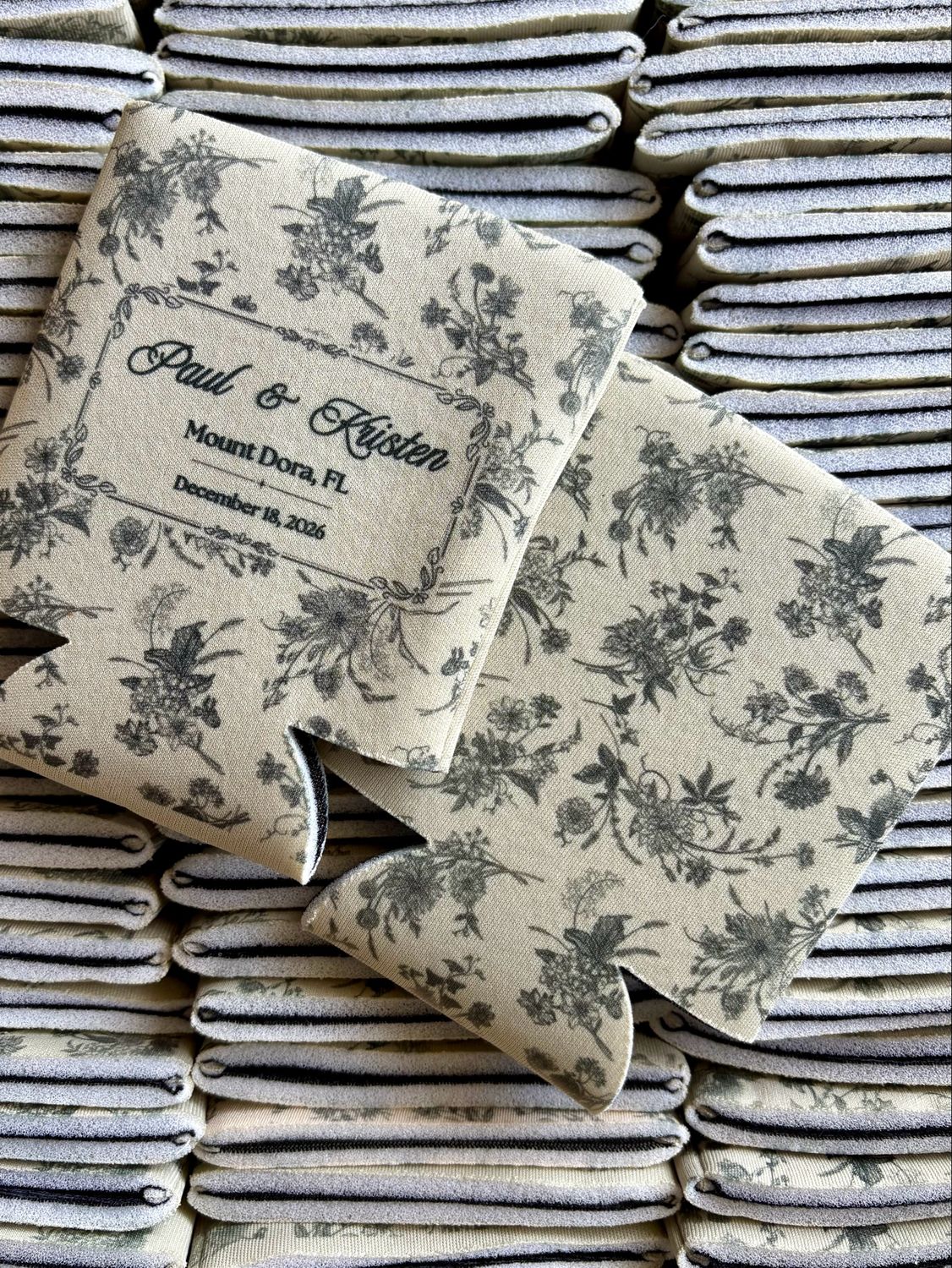 Floral Wrapped Wedding Koozie Favors