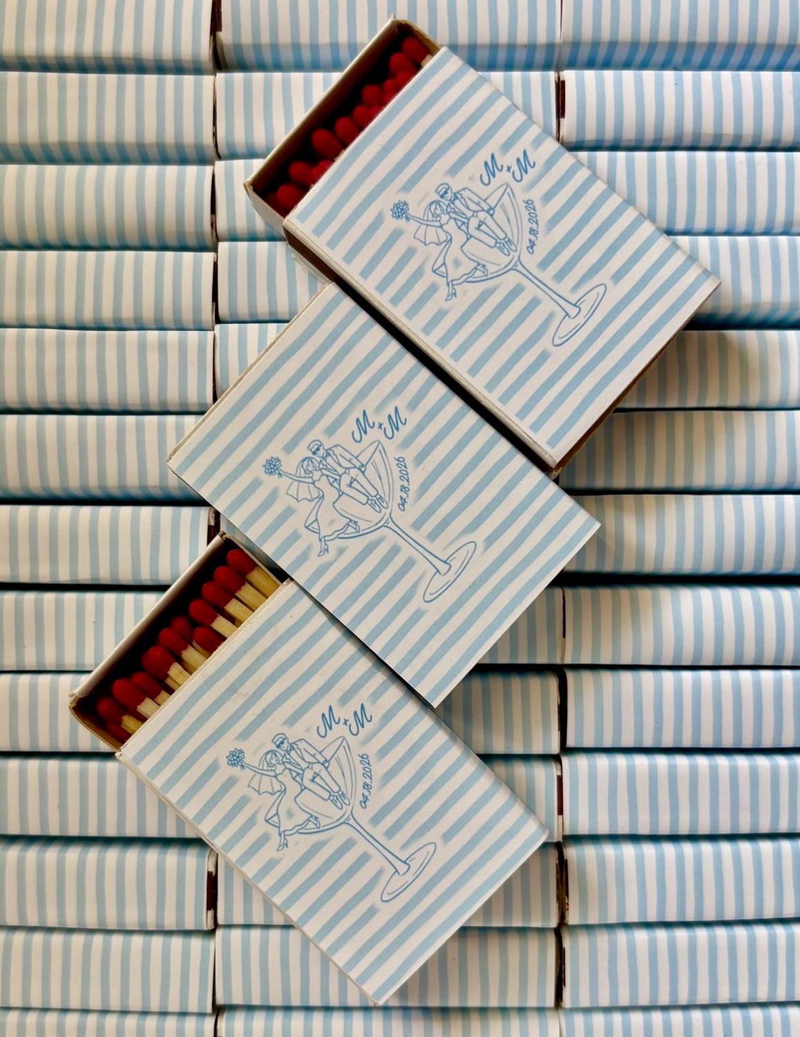 Bride &amp; Groom Cocktail Illustration MATCHBOOK or MATCHBOX Wedding Favors