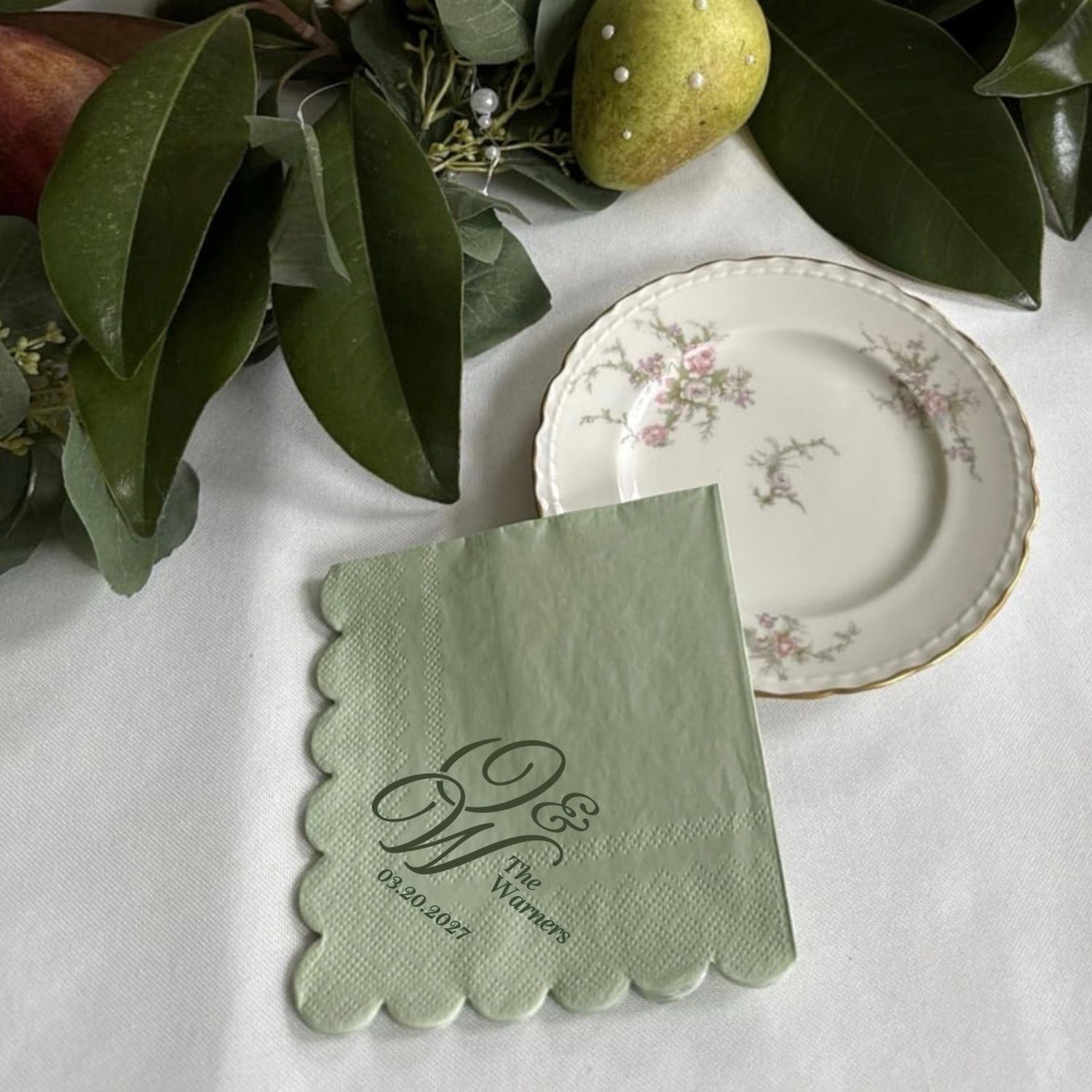 Custom Scalloped Cocktail Napkins