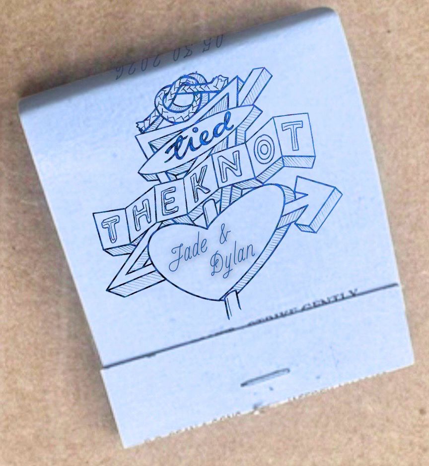 Tied The KNOT Retro Chapel Sign Matchbook