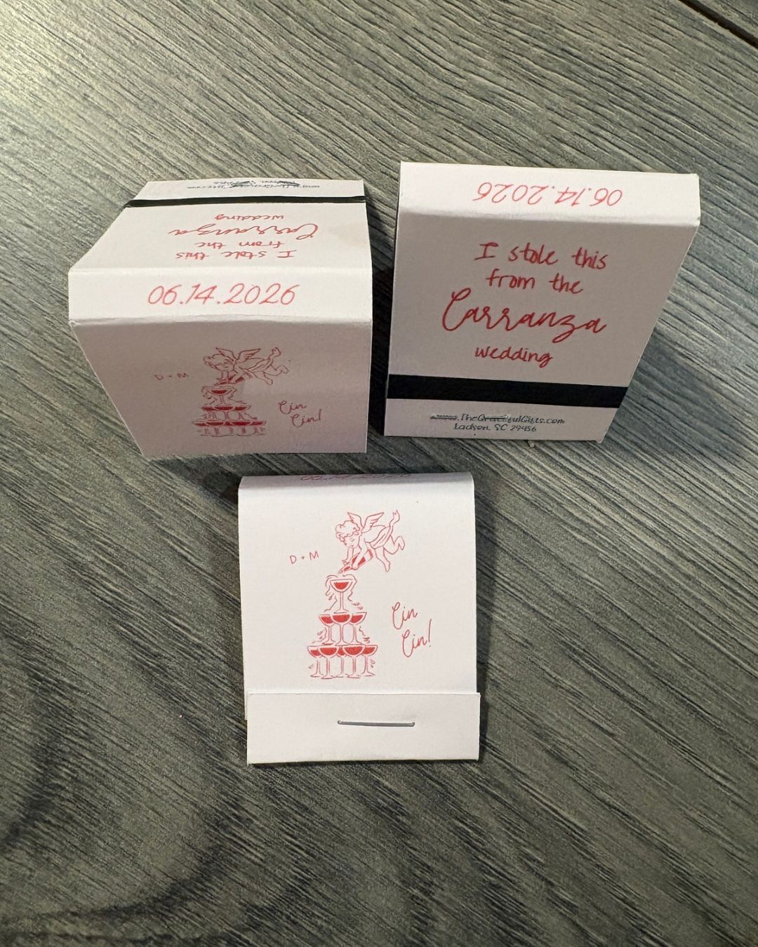Cin Cin! Champagne Tower Custom Wedding Matchbook Favors