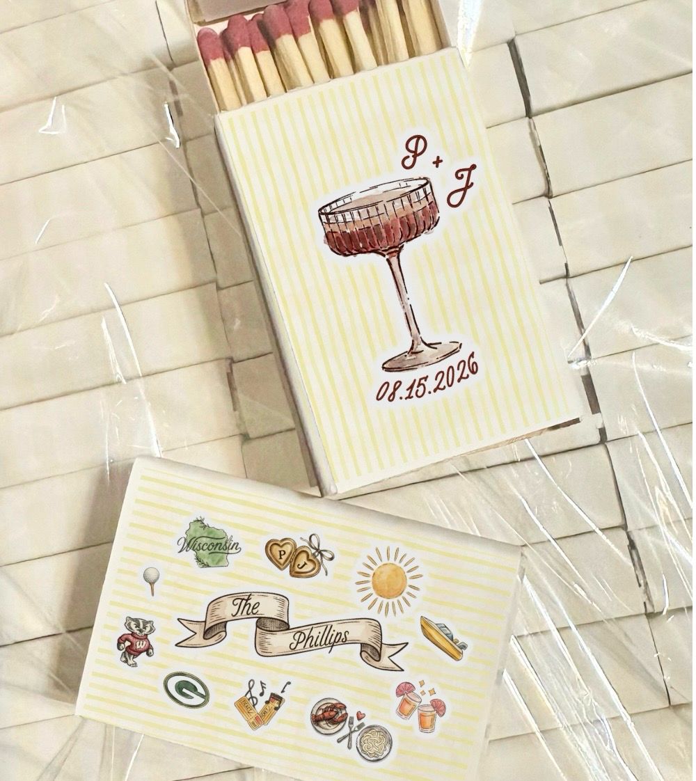 YOUR Love Story Collage MATCHBOOK or MATCHBOX Wedding Favors