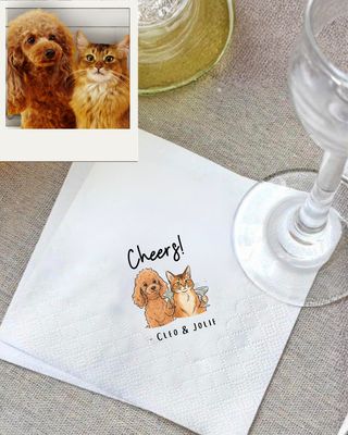Pet’s Toast Illustrated Cocktail Napkins