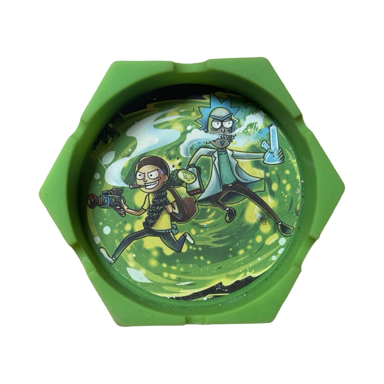 Rick and Morty Silikon-Aschenbecher (Grünes Portal)