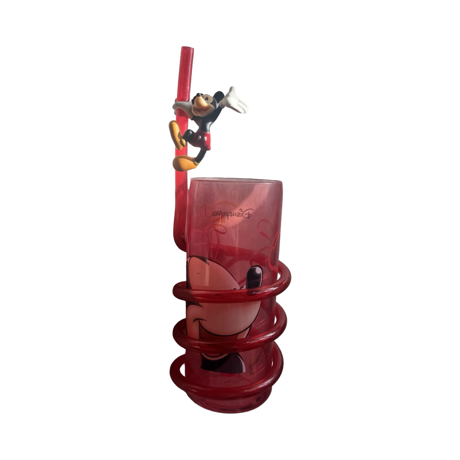 Disney Micky Maus Trinkglas mit Spiralstrohhalm