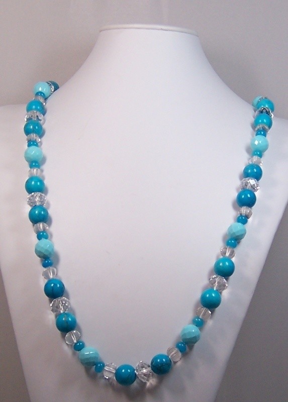 Chalk Turquoise &amp; Aventurine With Rock Crystal Necklace
