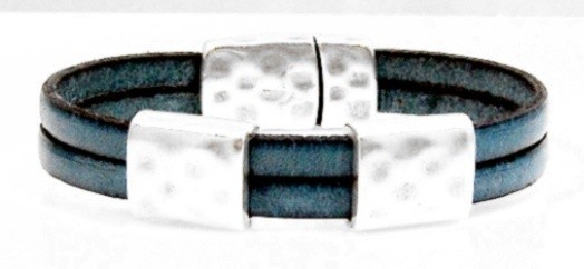 Teal flat leather bracelet