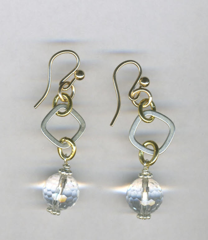 Sterilng &amp; Vermeil earrings with crystal briolets