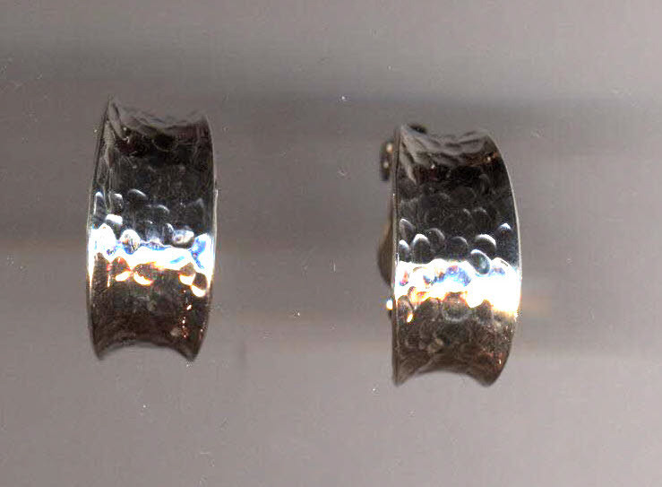Hammered silver hoops