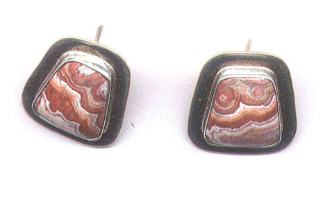 Agate (Red) & Sterling Silver Gemstone Earrings