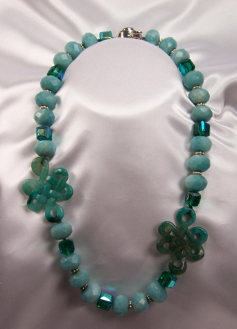 Amazonite Jade Sterling Silver Beaded Necklace